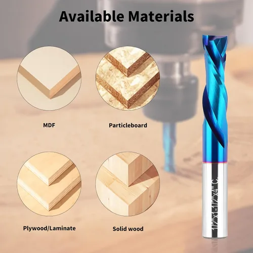 Miniatura 4 de EANOSIC Brocas de fresadora en espiral de compresión ascendente y descendente de 1/2 pulgada de diámetro de corte con revestimiento nano azul