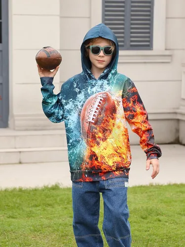 Miniatura 4 de AIDEAONE - Sudadera con capucha para niños y niñas de 6 a 16 años con estampado 3D y bolsillo, estilo casual