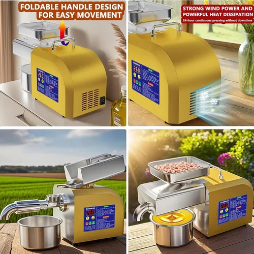 Miniatura 8 de 1100W Electric Oil Press Machine, Hot/Cold Press Oil Maker Machine Full Stainless Steel Foldable Oils Extractor With Smart Control Panel Easy Clean