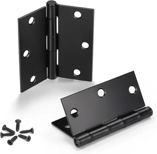 Miniatura 12 de KNOBWELL Paquete de 50 bisagras de puerta negras mate para puertas interiores, bisagras de puerta de 3.5 x 3.5 pulgadas con esquinas cuadradas Negro