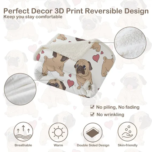 Miniatura 7 de Sleepwish Pug Frazadas y Mantas