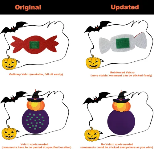 Miniatura 5 de THAWAY Decoración colgante de bruja de calabaza de fieltro de Halloween, manualidades y kits de fieltro, adornos adhesivos, decoraciones de fiesta
