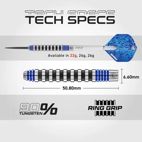 Miniatura 4 de Winmau Advance 500 Series - Juego de dardos de tungsteno con puntas de acero y ejes (tallos), disponible en azul y verde