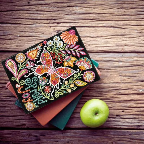 Kits de cuadernos de pintura artística con diamantes 5D, para difundir alegría, mariposa, cuero, bricolaje, diario con forma especial, cuaderno de