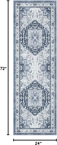 Miniatura 826 de Madane Tapete lavable de 2 x 10 pies para pasillo, cocina, recibidor, clásico, suave, antideslizante para interiores, casa de campo, baño, sala