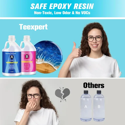 Miniatura 2 de Teexpert Resina epoxi transparente como cristal: kit de resina epoxi de 2 galones, resina de fundición no tóxica, alto brillo para fundición, arte