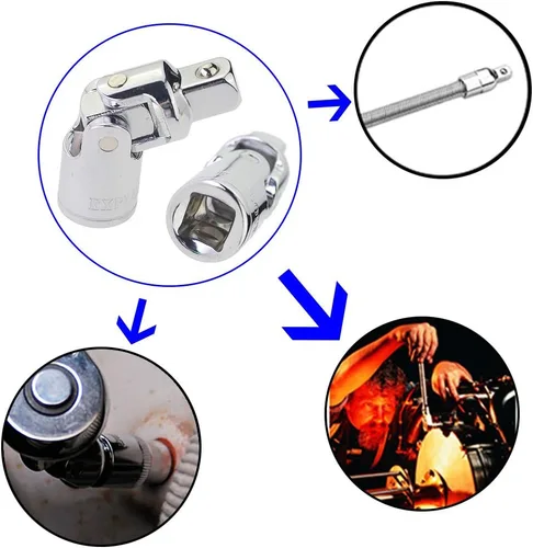 Miniatura 7 de Junta universal de impacto de aire conjunto conjunto de enchufes 3 piezas, 1/4 '', 3/8 '' y 1/2 '' Drive
