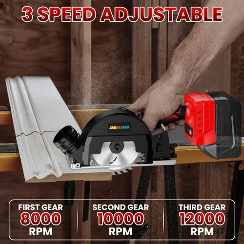 Miniatura 5 de Herramienta de corte inalámbrica sin escobillas de 4" compatible con batería Dewalt 20V MAX, mini sierra de 500W hasta 12000RPM con 6 discos