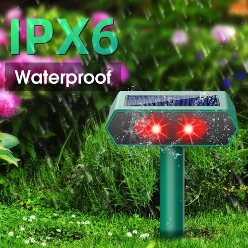 Miniatura 4 de Repelente solar nocturno de animales 2025, repelente de ciervos al aire libre con luz LED roja, paquete de 4 unidades impermeables para gato