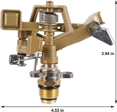 Miniatura 4 de Biswing Aspersor de impacto de latón de 1/2 pulgada, 2 unidades, cabezal de aspersor de césped resistente con boquillas, patrón de cobertura grande
