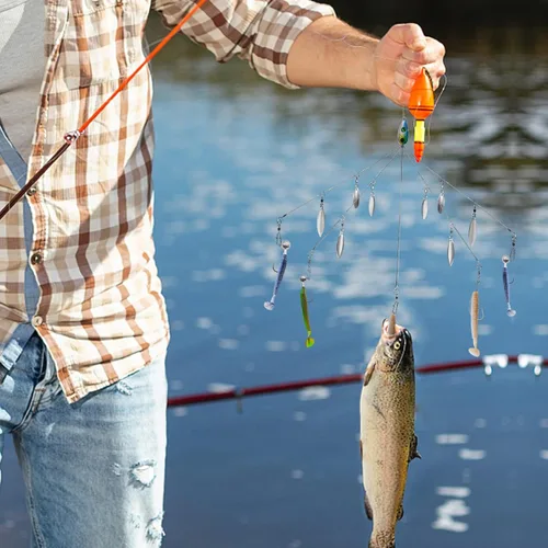Miniatura 6 de 5 Arms Alabama Rigs para pesca de lubina, Swimbait, kit de señuelos paraguas con 4 hojas de sauce para trucha, salmón, agua dulce y salada 2 piezas