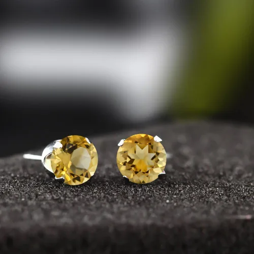 Miniatura 68 de Gem Stone King Aretes redondos de plata de ley 925 con piedra natal de 0.236 in para mujer