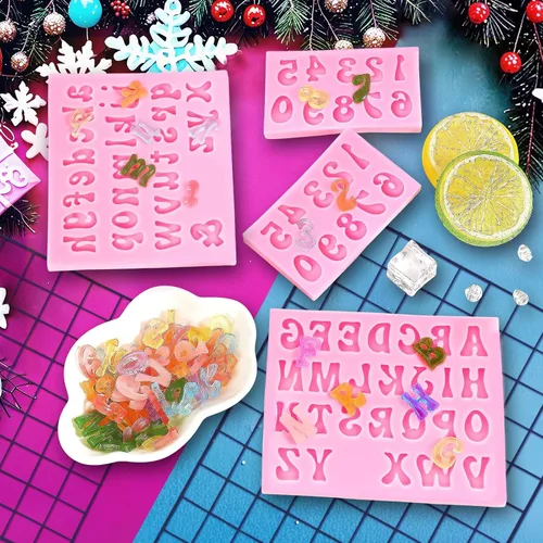 Miniatura 3 de 4 moldes de silicona para letras y números, moldes de chocolate con letras y números, 0-9 números y 26 letras para postres de horneado de fiestas
