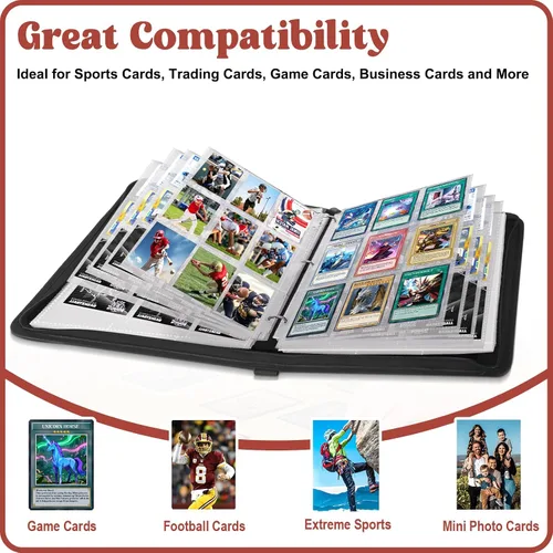 Miniatura 6 de Carpeta de 720 bolsillos para tarjetas de fútbol con fundas, compatible con tarjetas de béisbol, juego de protectores para álbum de tarjetas