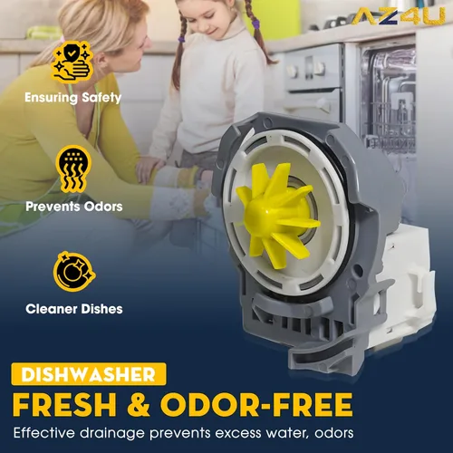 Miniatura 9 de AZ4U El motor de la bomba de drenaje para lavavajillas reemplaza a Whirlpool WDF520PADW WDT970SAHZ0 WDT970SAHV0 WDT710PAHZ1 WDF520PADM7 WDF520PADW7