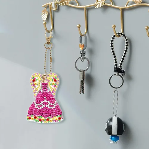 Miniatura 6 de 5pcs DIY 5D colorido búho diamante pintura llavero kits doble cara búho diamante arte llavero llavero