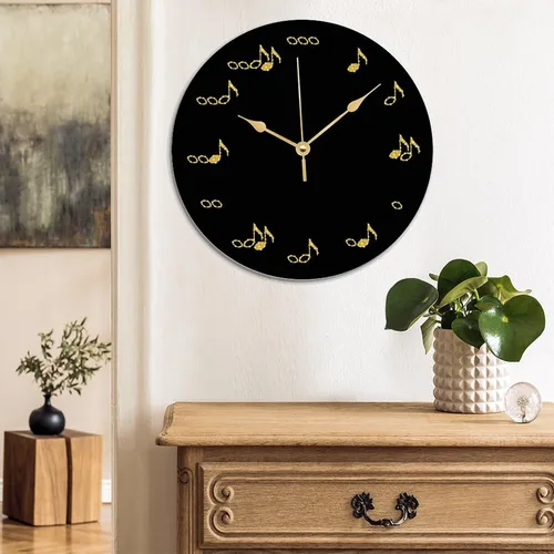 Miniatura 3 de ArogGeld The One of A Kind - Reloj de notas musicales con notas doradas, reloj artístico que no hace tictac, funciona con pilas, relojes decorativos