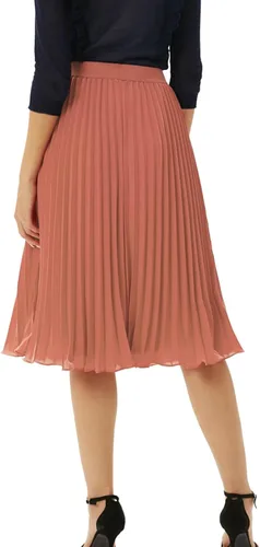 Miniatura 106 de GRACE KARIN - Falda plisada de gasa para mujer, con cintura alta y elástica, vuelo, corte acampanado y longitud por debajo de la rodilla