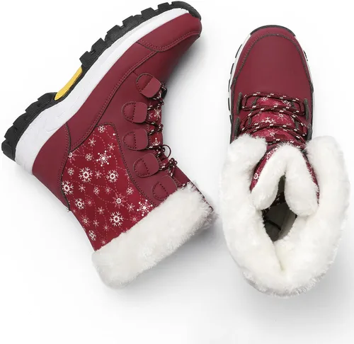 Miniatura 2 de COOJOY - Botas de nieve a media caña, peludas, e impermeables de mujer para el invierno