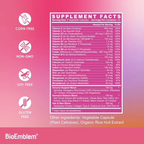 Miniatura 8 de BioEmblem Complejo triple de magnesio y multivitamínico para la salud cardiovascular y las necesidades nutricionales