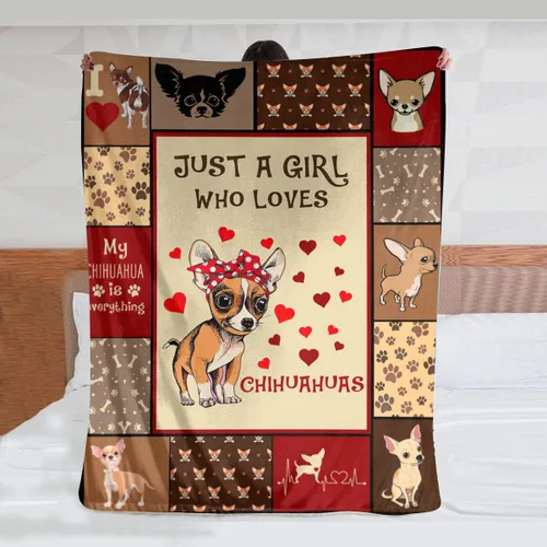 Miniatura 3 de Manta "Just A Girl Who Loves Chihuahuas" Manta Decorativa de Perros Lindos Regalos para Niñas Súper Cálida Suave Felpa Ligera Manta de Vellón