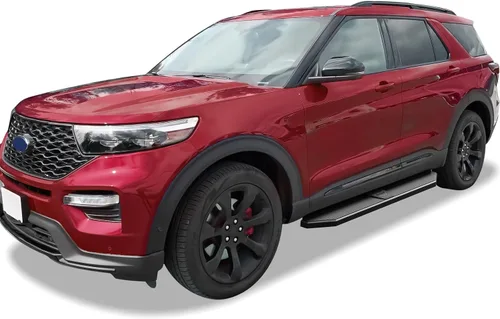 Miniatura 2 de APS Estribos de 6 pulgadas (estilo plano con recubrimiento en polvo de acero inoxidable negro) Barras laterales compatibles con Ford Explorer