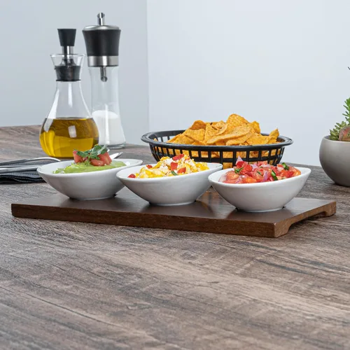 Miniatura 4 de Restaurantware -Juego de cuencos de 9 onzas con bandeja - 1 juego de servir lavable en platos, incluye 3 cuencos de porcelana y 1 bandeja de bambú