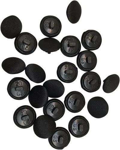 MMvolesy Juego de 50 botones negros de tela de satén de 1/2 pulgada con vástago y ojal para vestido de novia, blusa de satén, vestido de graduación