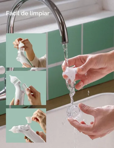 Miniatura 8 de Momcozy BreezyClear™ Aspirador nasal eléctrico 2 en 1 para bebé con aerosol, succión de grado hospitalario de 65 kPa, 4 niveles ajustables