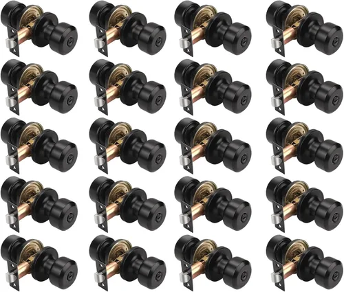 Miniatura 82 de KNOBWELL Paquete de 4 pomos de puerta cuadrados modernos para paso, pomos de puerta interiores, manija de puerta de pasillo y armario, color negro