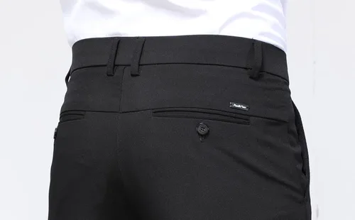 Miniatura 3 de Plaid&Plain Pantalones de vestir ajustados elásticos en 4 direcciones para hombre