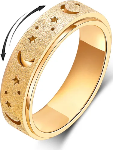 Miniatura 14 de Anillo de alivio de la ansiedad, anillo giratorio para aliviar el estrés, de acero inoxidable, anillo giratorio para mujeres, hombres, unisex