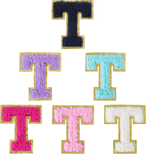 Miniatura 236 de 6 piezas de parches de letras de chenilla autoadhesivas, parches de letras preppy de 2 pulgadas para bolsos, ropa y sombreros, grandes pegatinas
