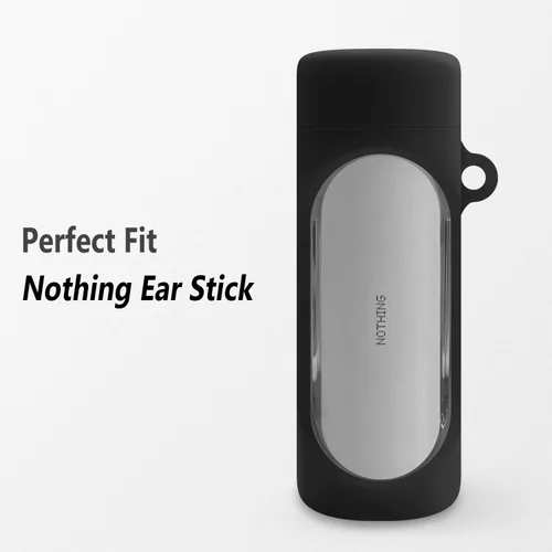 Miniatura 2 de Geiomoo Funda de silicona compatible con Nothing Ear Stick, cubierta protectora con mosquetón (negro)