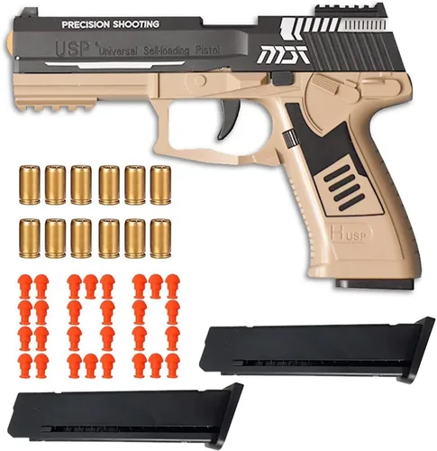 Miniatura 7 de Dreamplay Pistola de juguete que expulsa cartuchos, juguete educativo con acción de retroceso automático para juegos de disparo para niños