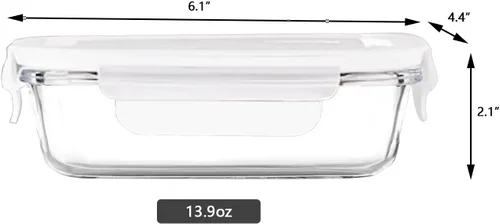 Miniatura 2 de Paquete de 4 recipientes de vidrio de 13 onzas / 0.37 L con tapas, recipientes de almacenamiento de vidrio con tapas, sin BPA, organizadores