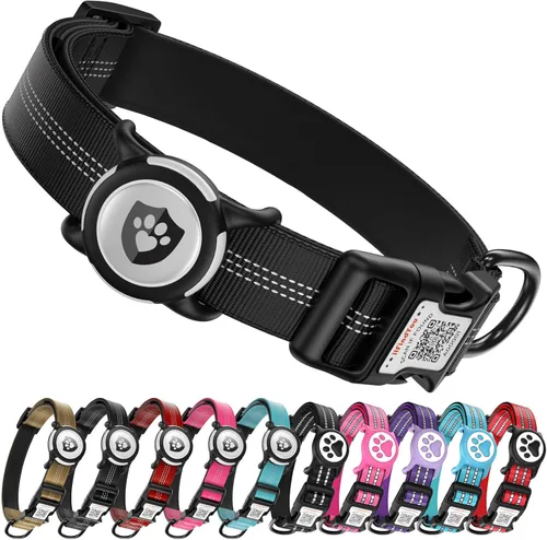 Miniatura 10 de Collar de Perro AirTag para Perros Grandes, Collar de Perro con AirTag de Apple Resistente al Agua IP68 con Soporte para AirTag, Reflectante, azul
