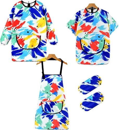 Miniatura 3 de Huahui Delantal de pintura infantil impermeable para niños Manga corta.
