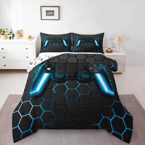 Miniatura 36 de Edredón de videojuegos para niños y adolescentes, juego de ropa de cama individual, juego de edredón para niños y jugadores, decoración del hogar