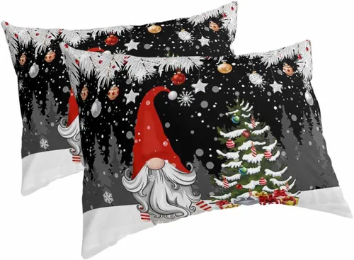 Miniatura 13 de Fundas de almohada de invierno con copos de nieve de tamaño estándar, 2 paquetes de fundas de almohada suaves para cama, fundas de almohada lumbar