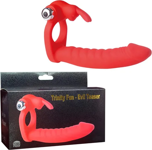 Miniatura 7 de Doble penetración vibratoria doble consolador con anillo de polla penetrador para hombres, parejas, enchufe anal, enchufe sexual de silicona, Negro