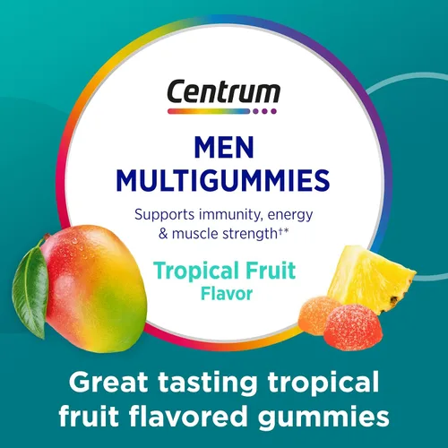 Miniatura 20 de Centrum Gomitas multivitamínicas para hombre, sabores de frutas tropicales hechas de sabores naturales, 100 unidades, suministro para 50 días