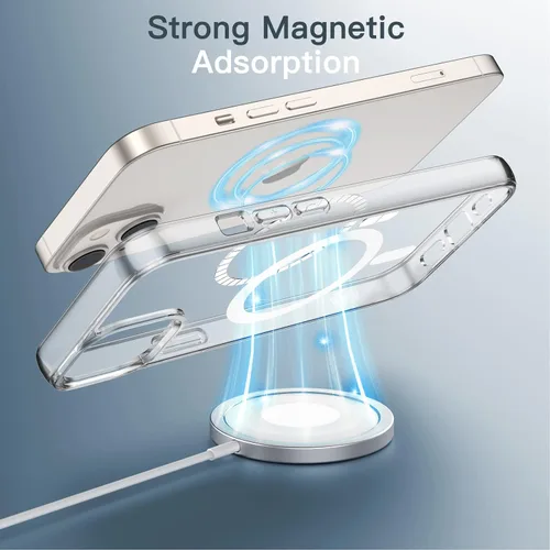 Miniatura 3 de JETech Funda magnética para iPhone 13 mini de 5.4 pulgadas, compatible con carga inalámbrica MagSafe, a prueba de golpes, parte trasera transparente