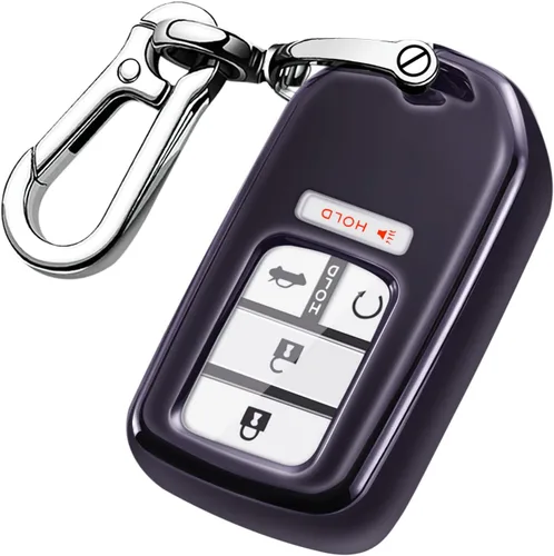 QBUC Funda para llavero Honda con llavero, TPU suave, protección completa, compatible con Honda Accord Civic CRV HRV Pilot Odyssey Passport Smart