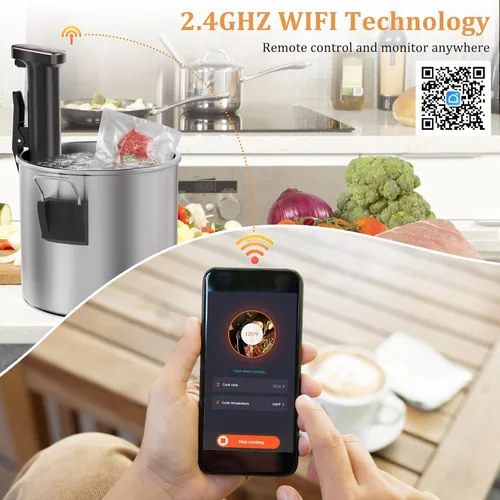 Miniatura 2 de Máquina Sous Vide, Recetas de Aplicación WiFi Incluidas, Cocina Sous Vide 1100W, Circulador de Inmersión Cocina de Precisión con Temperatura