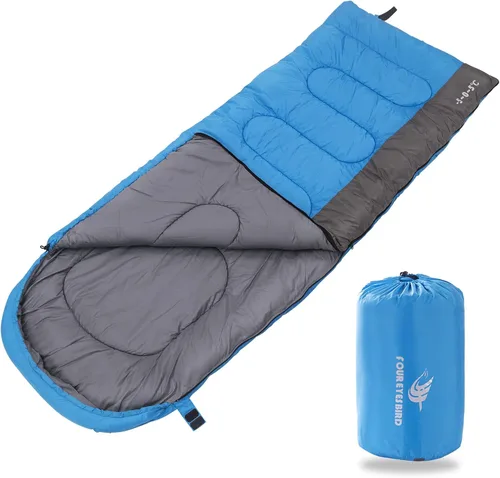 Miniatura 8 de Saco de dormir para adultos y niños, impermeable y ligero, saco de dormir con capucha de 3 estaciones para acampar, senderismo, viajes al aire libre
