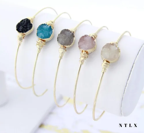 Miniatura 6 de NTLX Pulsera chapada en oro para mujer Elegante diseño dorado Pulsera Druzy Gran regalo