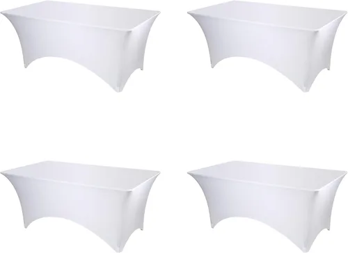 Miniatura 35 de BRILLMAX Paquete de 6 Fundas de Mesa Ajustadas de Spandex Blancas – Manteles Elásticos de 8 pies para Mesas Rectangulares Plegables de 8 pies, Tela