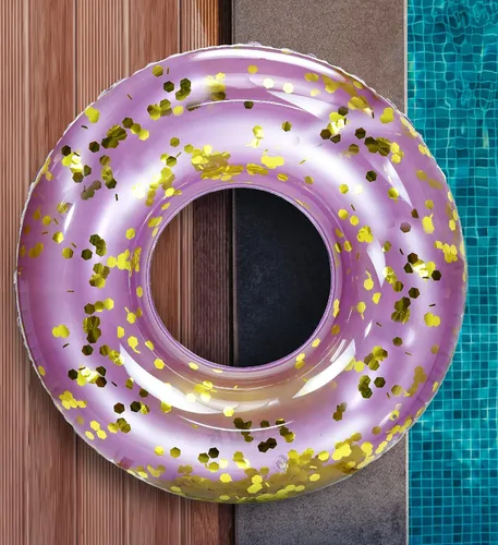 Miniatura 7 de POZA Flotador de Tubo Inflable para Piscina – Anillo de natación de confeti brillante, Tubo Inflable de Servicio Pesado Resistente a los Rayos UV