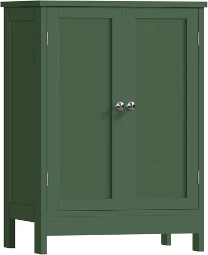 Miniatura 11 de Iwell Armario de baño, armario de almacenamiento de baño con 2 puertas y 3 estantes, 3 alturas disponibles, para sala de estar, entrada, cocina
